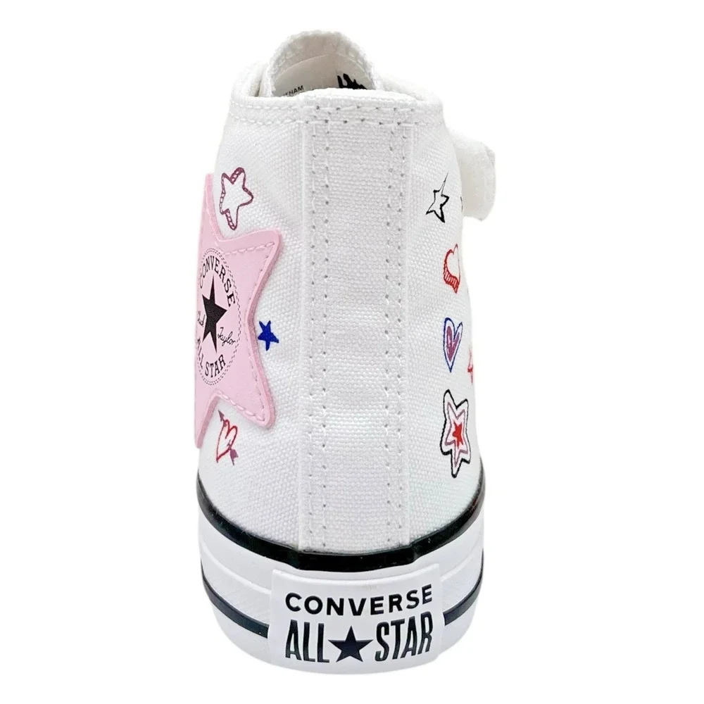 Converse Chuck Taylor Girls Hi Top Slip-on Sneakers Size 11 White Doodle Star - Picture 7 of 12